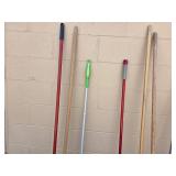 Collection of Assorted Brooms and Yard Tools