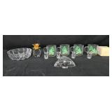Decorative Glass and Crystal Set with Christmas Mugs and Lenox Pineapple Figurine