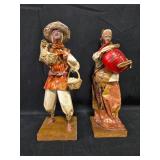 Set of 2 Vintage Handmade Papier-Mache Figurines