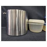 Stainless Steel Ice Bucket with Assorted Plastic Storage Containers