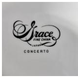 Set of Grace Fine China Dinner and Soup Plates - stands not inc