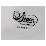 Set of Grace Fine China Dinner and Soup Plates - stands not inc