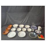 Collection of Ceramic and Glass Dishware Including Corelle and Starbucks Mug