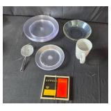Collection of Ceramic and Glass Dishware Including Corelle and Starbucks Mug