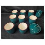 Fusions Evergreen & Raspberry by Nancy Calhoun Elegant Dinnerware Set with Teal and White Design