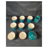 Fusions Evergreen & Raspberry by Nancy Calhoun Elegant Dinnerware Set with Teal and White Design