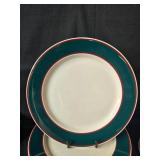 Fusions Evergreen & Raspberry by Nancy Calhoun Elegant Dinnerware Set with Teal and White Design