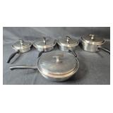 Set of 5 Stainless Steel Saucepans with Lids