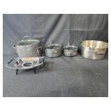 Set of 5 Stainless Steel Cookware with Cooking with Calphalon Lids