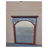 Decorative Mirror with Pinecone Design and Wooden Frame