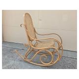 Vintage Rattan Rocking Chair with Curved Design