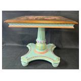 Hand-Painted Side Table with Floral Design