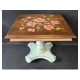 Hand-Painted Side Table with Floral Design