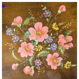 Hand-Painted Side Table with Floral Design
