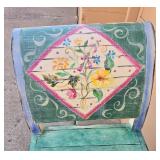 Vintage Hand-Painted Wooden Bench with Floral Design (purple cushion & pillow inc but not pictured)