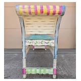 Vintage Hand-Painted Wooden Bench with Floral Design (purple cushion & pillow inc but not pictured)