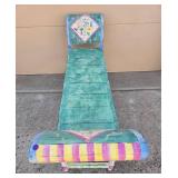 Vintage Hand-Painted Wooden Bench with Floral Design (purple cushion & pillow inc but not pictured)