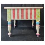 Colorful Hand-Painted Shabby Chic Wooden Side Table with Drawer