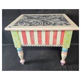 Colorful Hand-Painted Shabby Chic Wooden Side Table with Drawer