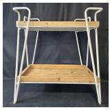 Two-Tier Metal and Wood Kitchen Cart with Handle