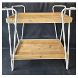 Two-Tier Metal and Wood Kitchen Cart with Handle