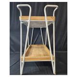 Two-Tier Metal and Wood Kitchen Cart with Handle