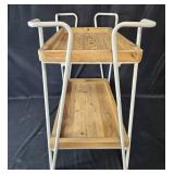 Two-Tier Metal and Wood Kitchen Cart with Handle