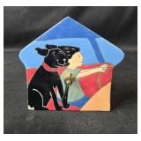 Decorative Desktop Trio: Clock with Dog Design, Friends Note Holder, VTG Kaleidoscope