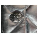 Kurt Geiger Silver Quilted Leather Handbag with Long Strap and Black Leather Gloves