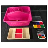 Collection of Wooden Alphabet Stamps with Ink Pads