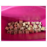 Collection of Wooden Alphabet Stamps with Ink Pads