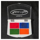 Collection of Wooden Alphabet Stamps with Ink Pads