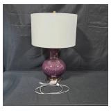 Currey & Company Table Lamp with Purple Glass Base and White Shade