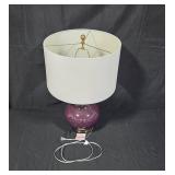 Currey & Company Table Lamp with Purple Glass Base and White Shade