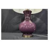 Currey & Company Table Lamp with Purple Glass Base and White Shade