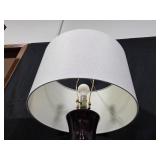 Currey & Company Table Lamp with Purple Glass Base and White Shade