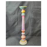 Set of 2 Colorful Shabby Chic Candlesticks with Orange Candle - 24" tall