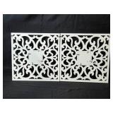 Decorative Set of 4 White Ornate Picture Frames with Art Inserts and Unique Mirror