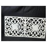 Decorative Set of 4 White Ornate Picture Frames with Art Inserts and Unique Mirror