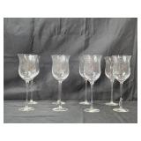 Set of 8 Pier 1 Crystal Wine Glasses with Swirl Design