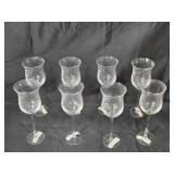Set of 8 Pier 1 Crystal Wine Glasses with Swirl Design