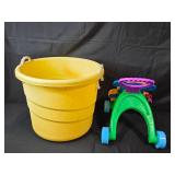 Toddler Activity Walker and Yellow Utility Tub