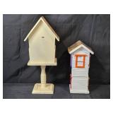 Set of 2 Decorative Table Top Wooden Birdhouses with Unique Designs