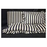 Set of Black and White Striped Cushions and Pillow - Long Bench Cushion 58"
