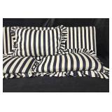 Set of Black and White Striped Cushions and Pillow - Long Bench Cushion 58"