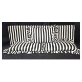 Set of Black and White Striped Cushions and Pillow - Long Bench Cushion 58"