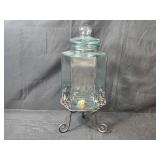 Glass Beverage Dispenser with Stand and Set of 4 Marble Coasters