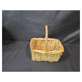 Set of Decorative Vases, Faux Flowers w Plastic Leaves and Wicker Basket