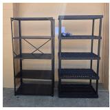 Set of 2 Black Freestanding Shelving Units with Adjustable Shelves