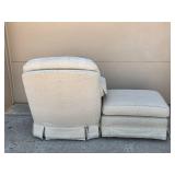Used Armchair and Ottoman Set with Cream Upholstery